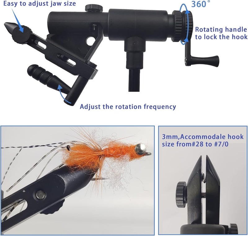 Riverruns II Generation Rotary Fly Tying Vise 360 Degree Rotation Ultra Light Rotary Fly Vise - Image 4